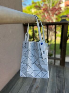 Geometric Panel Mini Tote in Light Gray